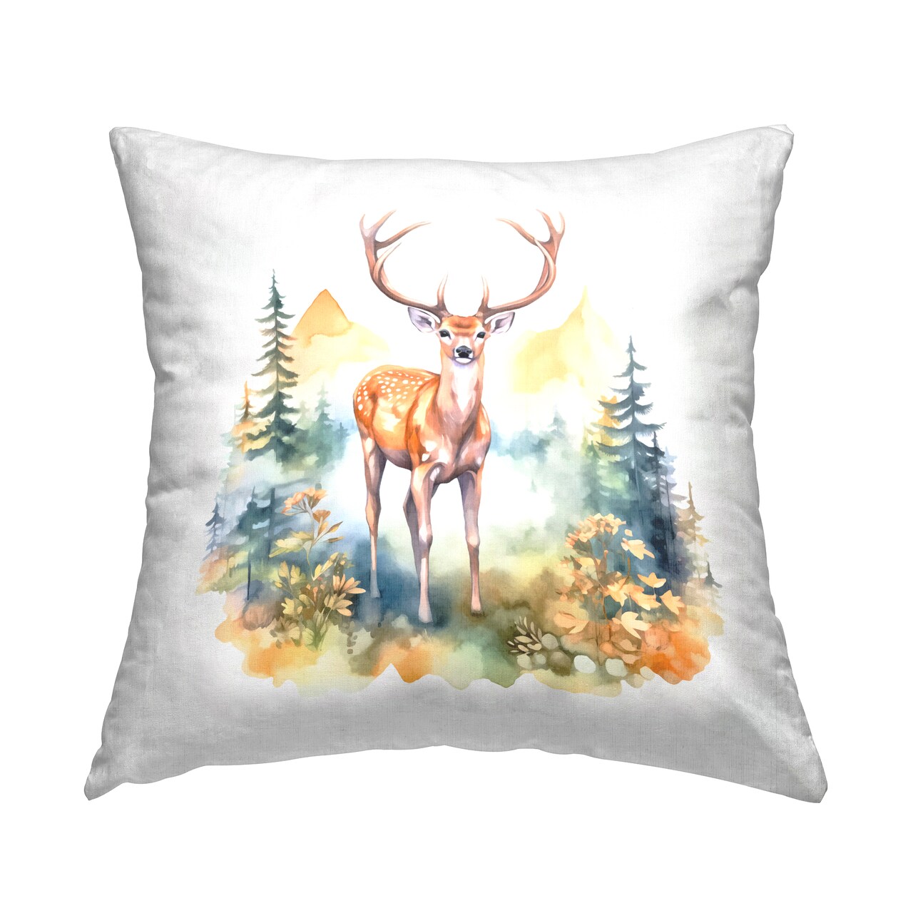 Wild Deer with Mountains Decorative Printed Throw Pillow Design by Andrea Haase, 18 x 7 x 18